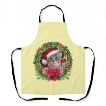 Tablier de Noël Couronne Chat Tigré