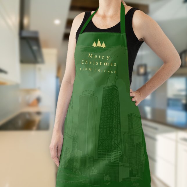 Tablier de Noël de Chicago (Chicago Christmas All-Over Print Apron)
