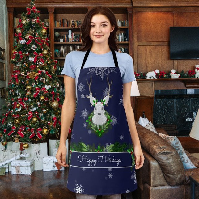 Tablier de Noël de rennes bleus (Blue Reindeer Christmas Apron)