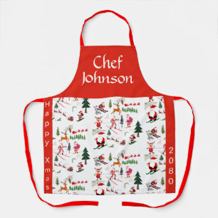 Tablier de Noël personnalisé avec motif Santa Ski