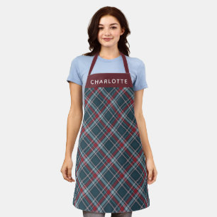 Tablier de Noël pour femmes à carreaux rouge marin