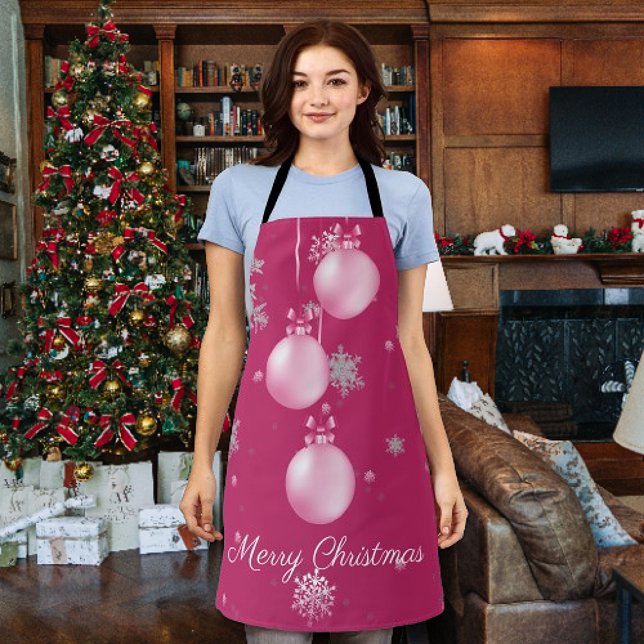 Tablier de Noël rose (Pink Christmas Ornaments Apron)