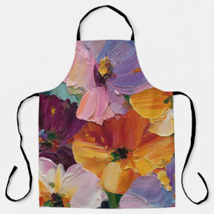 Tablier de peinture florale vibrante Impasto