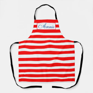 Tablier de Personnaliser - Bandes rouges et blanch