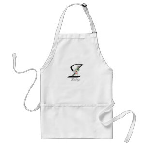 Tablier de retraite à lettre de monogramme floral 