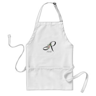 Tablier de retraite à lettre monogramme floral R