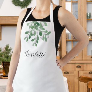 Tablier Décor vert Mistletoe personnalisé