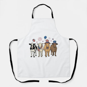 Tablier Défilé de vaches patriotiques dessin de t-shirt vi