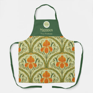 Tablier d'employé Art Nouveau floral vert
