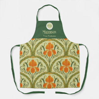 Tablier d'employé Art Nouveau floral vert