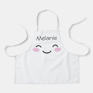 Tablier d'enfant blanc mignon avec dessin animé au