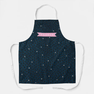 Tablier Denim sombre chic personnalisé motif strass