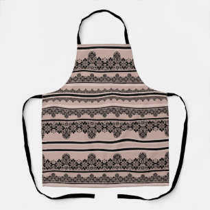Tablier Dentelle noire, ajourée, arrière - plan marron, be