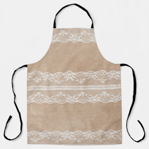 Tablier Dentelle off-blanc sur texture papier Vintage avec