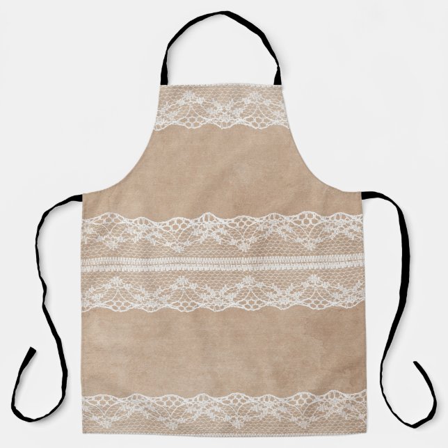Tablier Dentelle off-blanc sur texture papier Vintage avec (Recto)