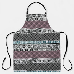 Tablier Dentelle patchwork noir et blanc