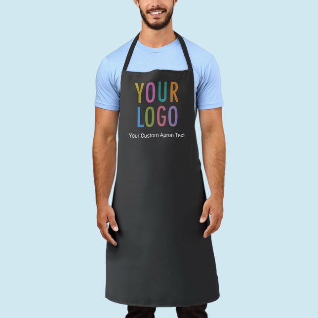 Tablier d'entreprise gris avec logo personnalisé (MISOOK Gray Apron with Logo)