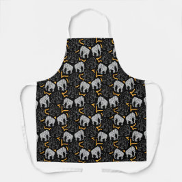 Tablier Des éléphants gris sur un arrière - plan noir