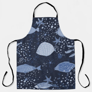 Tablier Des poissons endormis monochromes, motif foncé.