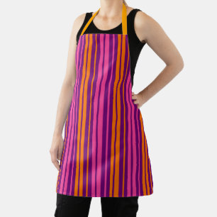 Tablier Design à rayures verticales rose orange violet  