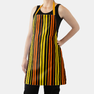Tablier Design bandes verticales jaunes et orange foncé  