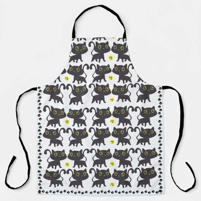 Tablier Design Charmant Chat Noir (Recto)