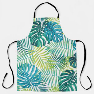 Tablier Design de feuilles tropicales avec palme vert/bleu