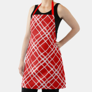 Tablier Design de Motif en Tartan blanc rouge