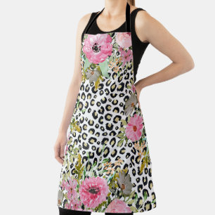 Tablier Design Empreinte de léopard et floral élégant