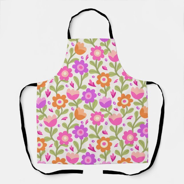 Tablier Design floral élégant - Beau et personnalisable (Recto)