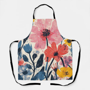 Tablier Design floral moderne du milieu du siècle rétro
