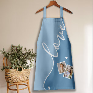 Tablier Design moderne Script photo Fête des Mères Bleu