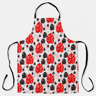 Tablier Design Motif d'illustration de feuille noire rouge