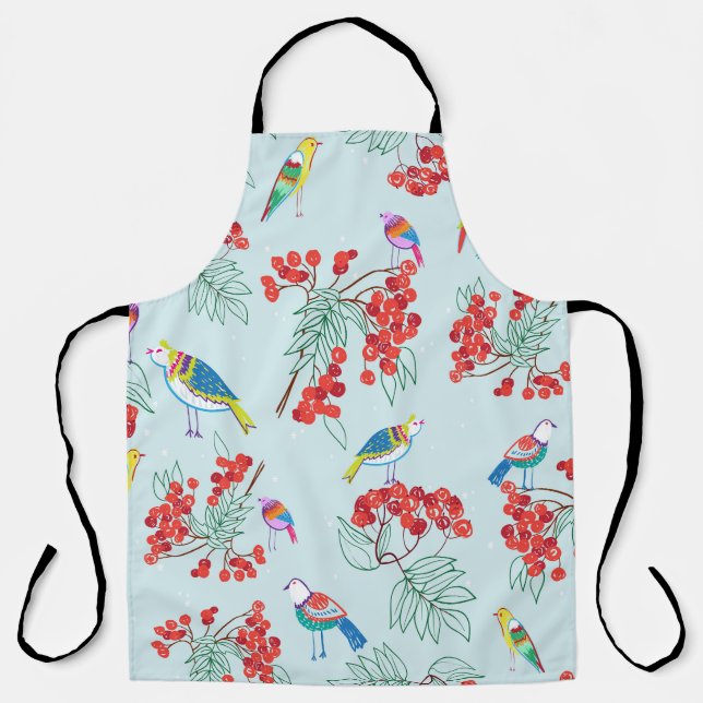 Tablier Design motif d'oiseaux et de baies. (Recto)