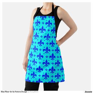 Tablier Design Motif Fleur de lis bleu