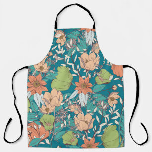 Tablier Design motif sans couture avec fleurs dessinées à