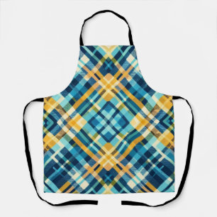 Tablier Design Plaid bleu jaune