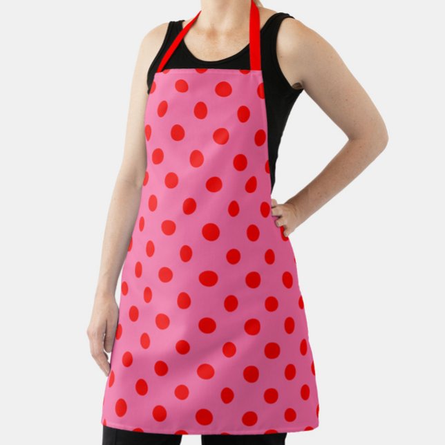 Tablier Design Pois rouge sur rose (Créateur téléchargé)