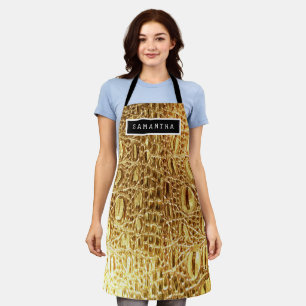 Tablier Designer Alligator Crocodile Skin brillant Or 