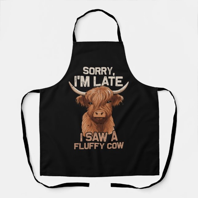 Tablier Désolé Je N'Ai Pas Vu Fluffy Cow Scottish Highland (Recto)