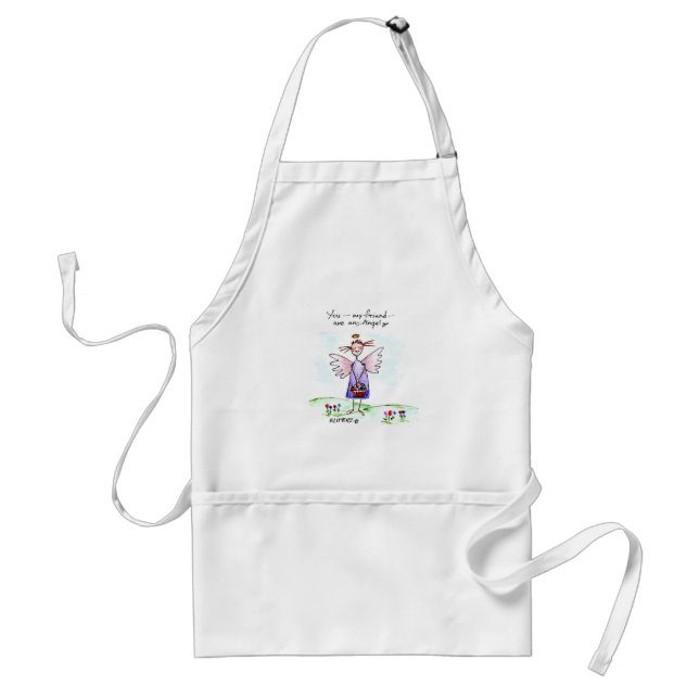 Tablier Dessin Angel bleu violet vert "You My Friend" (Devant)