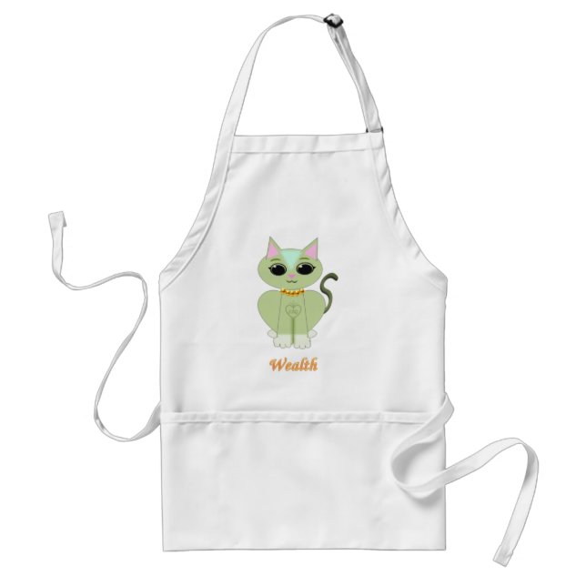 Tablier Dessin animé de chaton vert mignon (Devant)