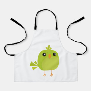 Tablier Dessin animé d'oiseau vert mignon