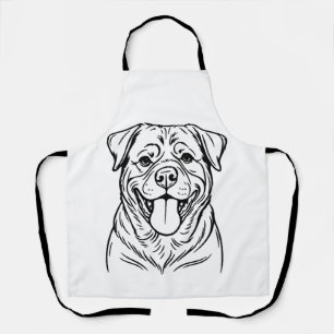 Tablier Dessin au trait de Rottweiler � ligne d'art minima