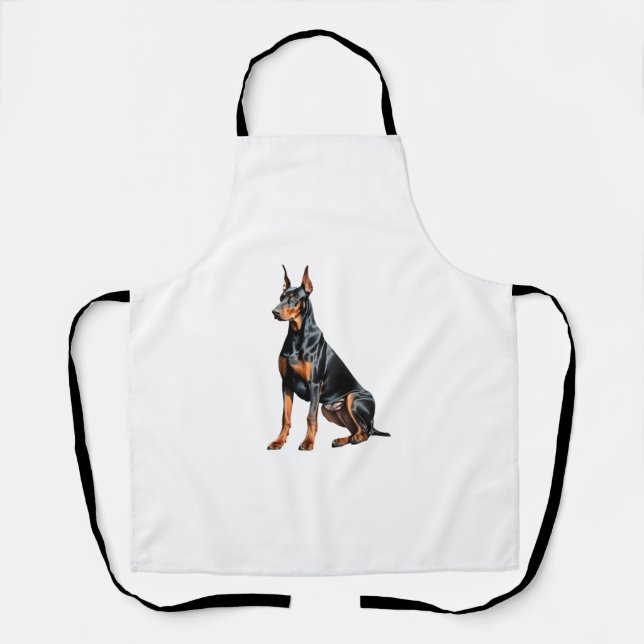 Tablier Dessin crayon couleur d'un Doberman Pinscher. Esse (Recto)