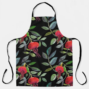 Tablier Dessin d'aquarelle botanique motif dogrose. Brig