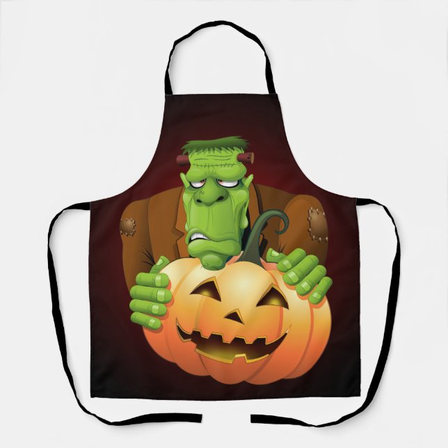 Tablier Dessin de Frankenstein Monster avec Citrouille (Recto)