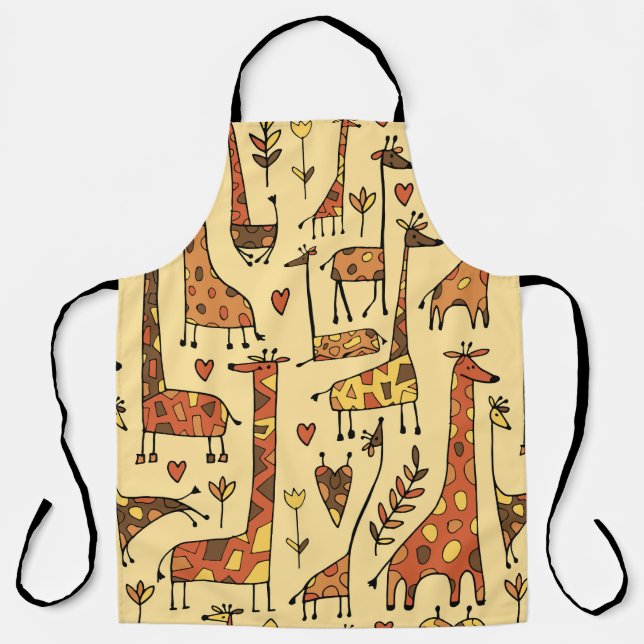 Tablier Dessin De Giraffe, Amusant Design Sans Fil. (Recto)