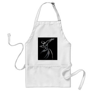 Tablier Dessin De Ligne Dervish Style De Calligraphe En Bl