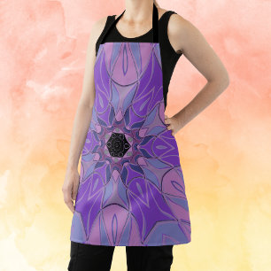 Tablier Dessin Mandala Flower violet rose et bleu